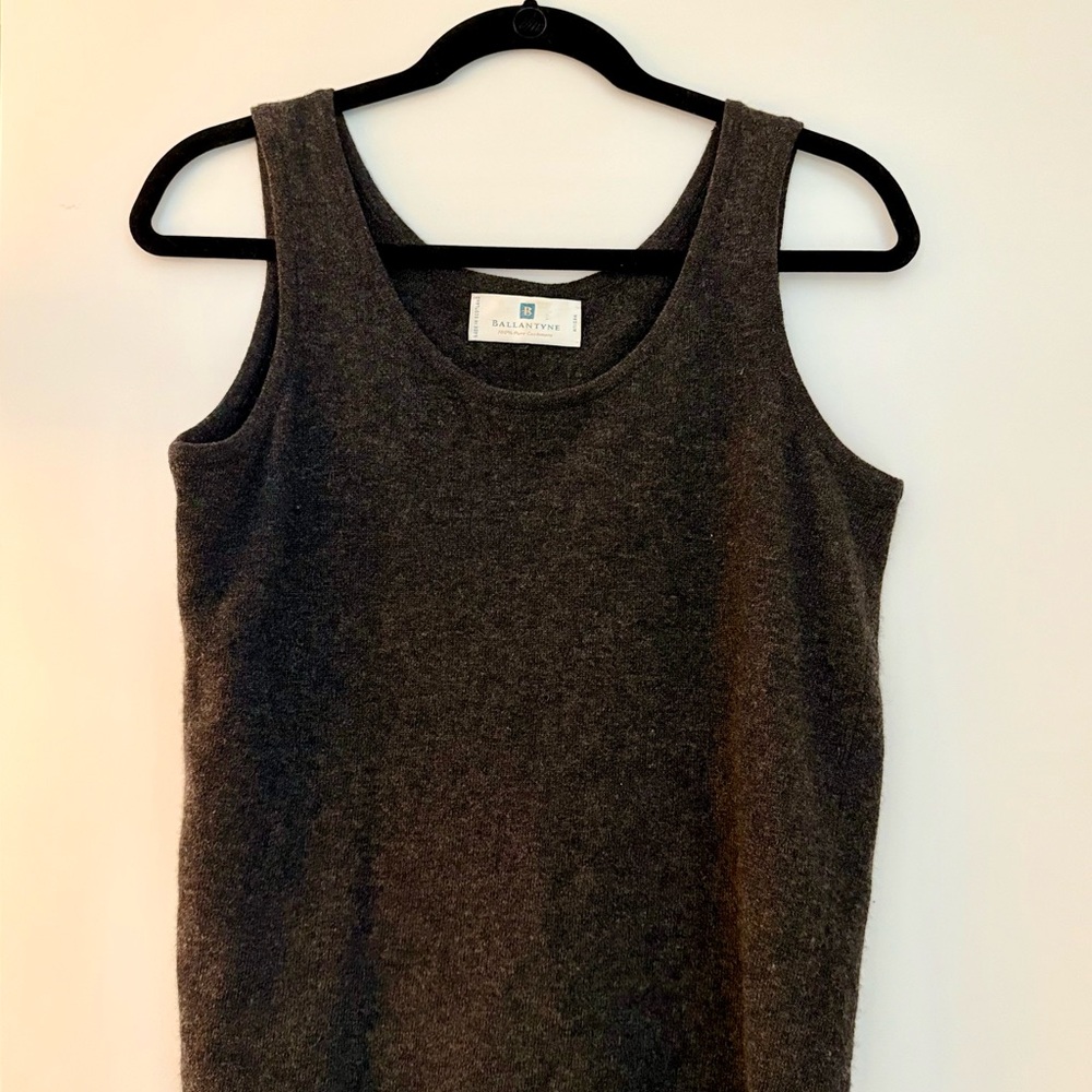 Ballantyne 100% Cashmere Heather Gray Women's Sweater Tank